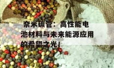  奈米碳管：高性能电池材料与未来能源应用的希望之光！